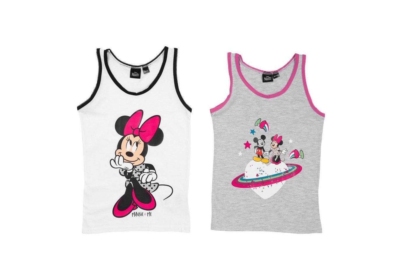 United Labels® Unterhemd Disney Unterhemd für Mädchen - Minnie Mouse Weiß/Grau (2er Pack) von United Labels®