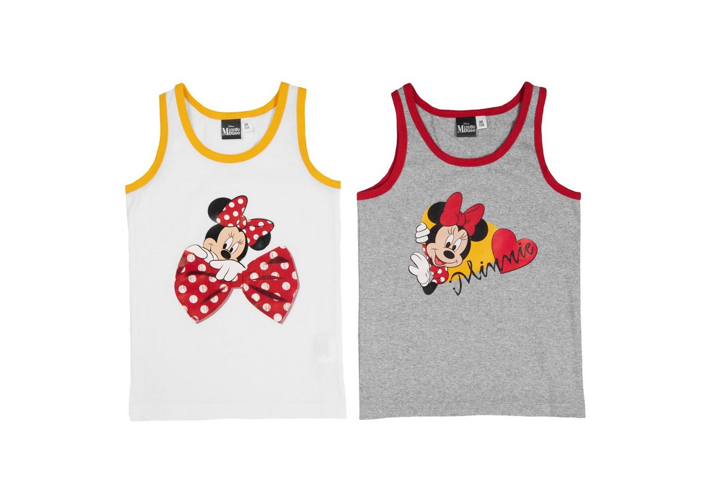 United Labels® Unterhemd Disney Unterhemd für Mädchen - Minnie Mouse Weiß/Grau (2er Pack) von United Labels®