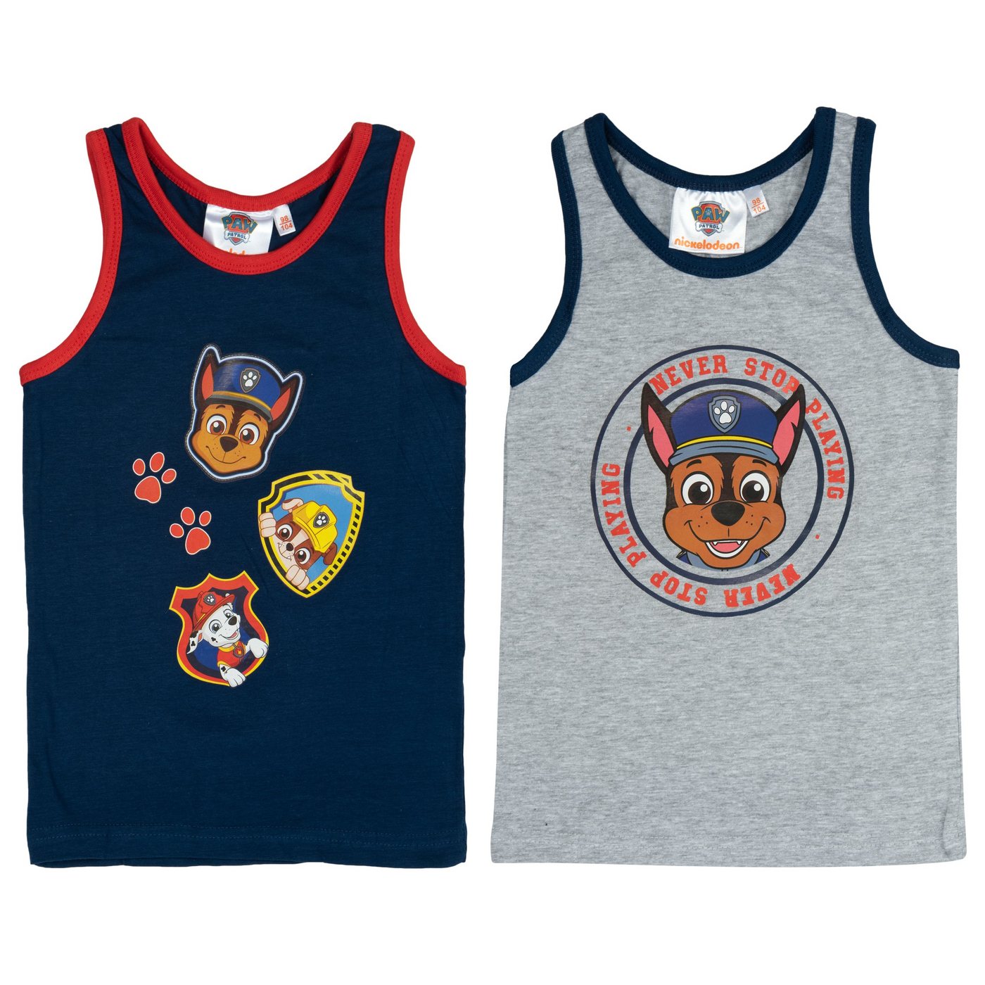 United Labels® Unterhemd Paw Patrol Unterhemd für Jungen Blau/Grau (2er Pack) von United Labels®