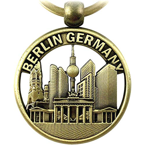 Schlüsselanhänger Berlin Souvenirs, Geschenk, Andenken - runder Keychain mit Skyline aus Metall für Deutschland. Mitbringsel für Paare, passend für Taschen, Rucksäcke, Autoschlüssel von United1871