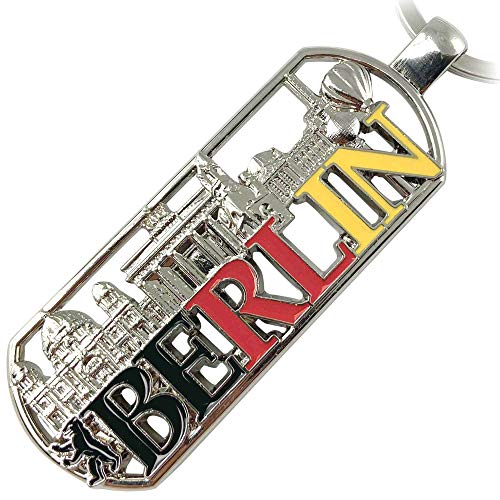 Schlüsselanhänger Berlin Souvenirs, Geschenk, Andenken - runder Keychain mit Skyline aus Metall für Deutschland. Mitbringsel für Paare, passend für Taschen, Rucksäcke, Autoschlüssel von United1871