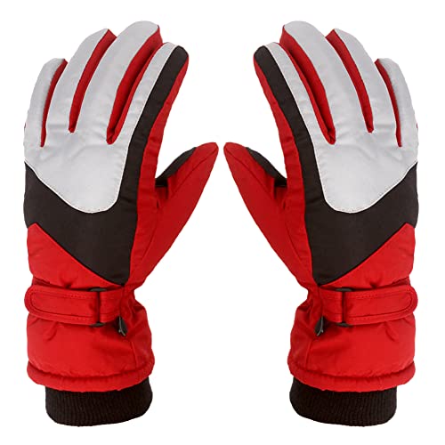 Uposao Skihandschuhe für Kinder,12-16 Jahre Winter Warme Schnee Handschuhe Warm Fleece Sport Outdoor Handschuhe Winddicht Fahrradhandschuhe Schneehandschuhe für Jungen und Mädchen,Rot von Uposao