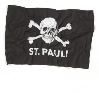 St Pauli Fahne Totenkopf 100x150 - eine Größe von Upsolut