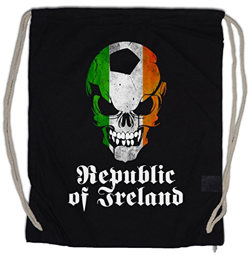 Urban Backwoods Black Classic Republic of Ireland Irish Football Soccer Skull Flag Turnbeutel Sporttasche von Urban Backwoods