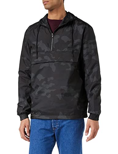 Urban Classics Herren Überziehjacke Camo Pull Over Windbreaker mit Reißverschluss, Brusttasche und Känguru-Tasche - Farbe darkcamo, Größe XL von Urban Classics