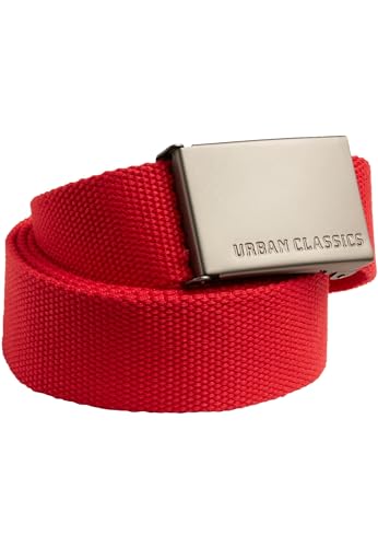 Urban Classics Unisex Gürtel Canvas Belt, One Size verstellbare Unisex Canvasgürtel, Metallschließe mit Logo-Prägung, red, one size von Urban Classics