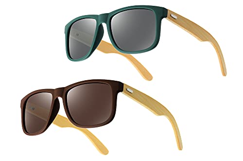UrbanSky Sonnenbrille „Raymond“ - 2er-Pack Sonnenbrillen Herren - Holzbügel - polarisiert (Warm) von UrbanSky