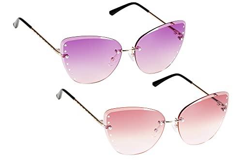 UrbanSky Sonnenbrille Sofia - 2er-Pack randlose Sonnenbrille Damen - Verlaufs-Tönung - Cat-Eye (Warm) von UrbanSky