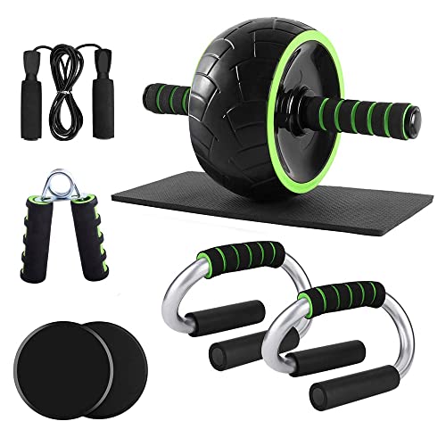 AB Wheel Roller Set mit Push-Up-Stangen, Gleitscheiben, Springseil, Handtrainingspad, Heim-Fitness-Workout-Ausrüstung für Körpertraining von UsmAsk