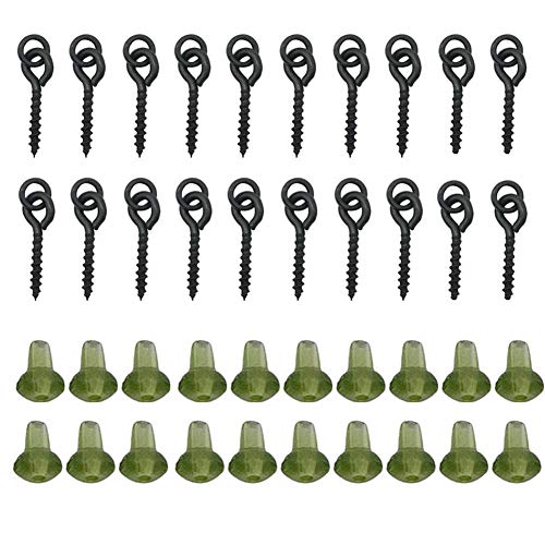 Uticon Karpfen-Rig Ringstopper, 20 Stück Karpfen-Rig Ringstopper mit 20 Stück Boilie-Köderschrauben, Angelzubehör-Set – Grün von Uticon