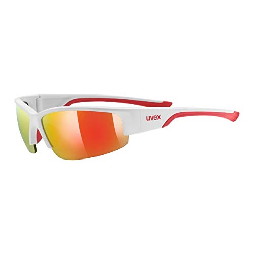 uvex sportstyle 215 - Sportbrille für Damen und Herren - verspiegelt - druckfreier & perfekter Halt - white red/red - one size von Uvex