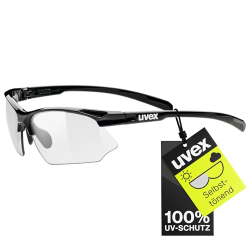 uvex Unisex – Erwachsene, sportstyle 802 V Sportbrille, selbsttönend, black/smoke, one size von Uvex