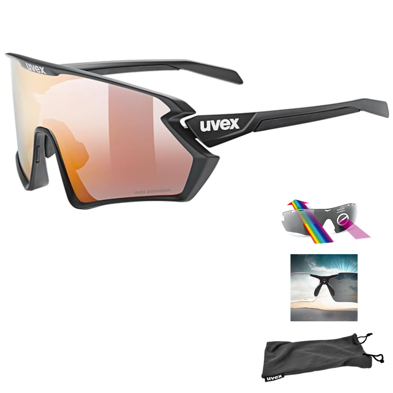 UVEX - Sport- Sonnenbrille Sportstyle 231 2.0 P black matt von Uvex