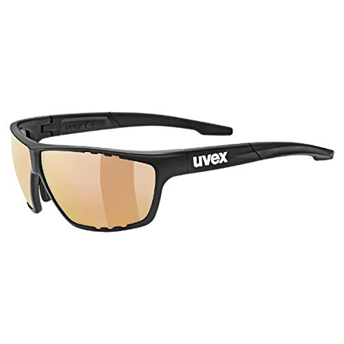 uvex sportstyle 706 CV V - Sportbrille für Damen und Herren - selbsttönend & verspiegelt - konstraststeigernd - black matt/red - one size von Uvex