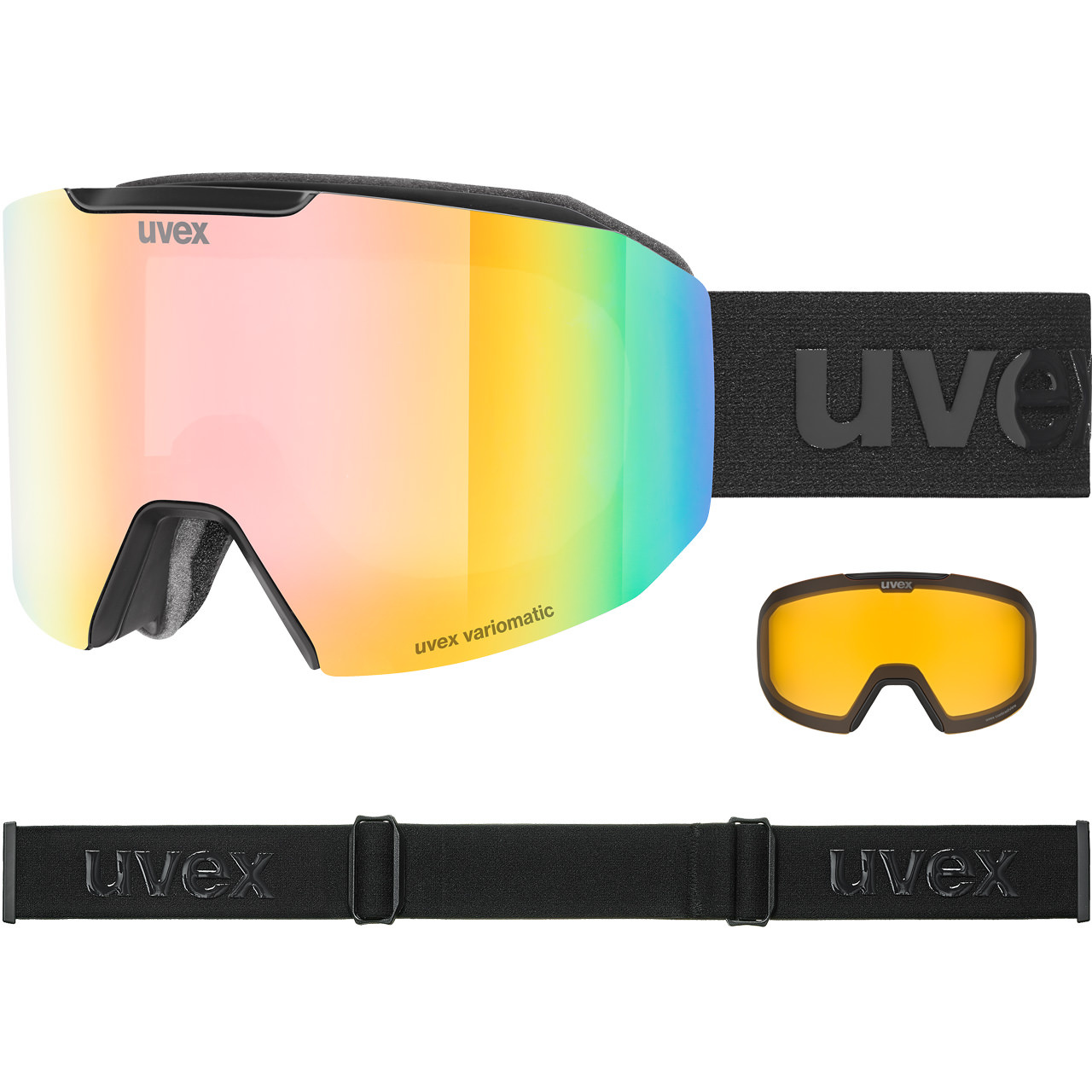 Uvex Evidnt ATTRACT V black matt / mirror rainbow + Ersatzscheibe von Uvex
