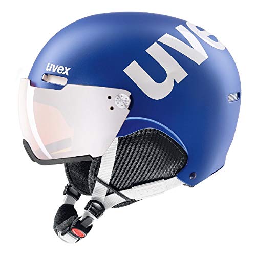 uvex hlmt 500 visor - robuster Skihelm für Damen und Herren - individuelle Größenanpassung - mit Visier - cobalt-white matt - 52-55 cm von Uvex