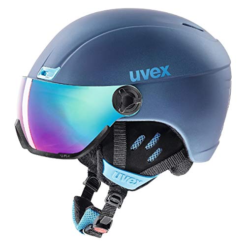 uvex hlmt 400 visor style - leichter Skihelm für Damen und Herren - individuelle Größenanpassung - mit Visier - navyblue matt - 58-61 cm von Uvex