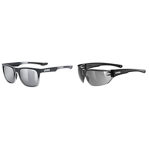 Uvex LGL 42 - Sonnenbrille für Damen und Herren - verspiegelt - Filterkategorie 3 - black transparent/silver - one size & Unisex – Erwachsene, sportstyle 204 Sportbrille von Uvex