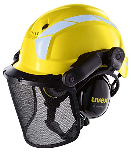 uvex pheos Forestry - Forstschutzhelm mit Gehör- und Gesichtsschutz - ohne Nackenschutz - gelb von Uvex