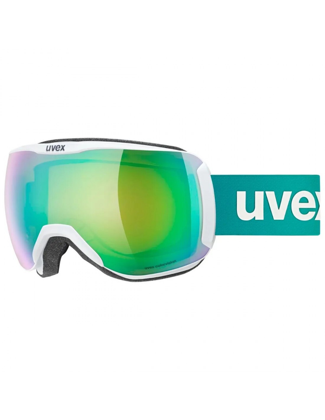 Uvex Skibrille Downhill 2100 CV, white matt, mirror green S2 colorvision green von Uvex