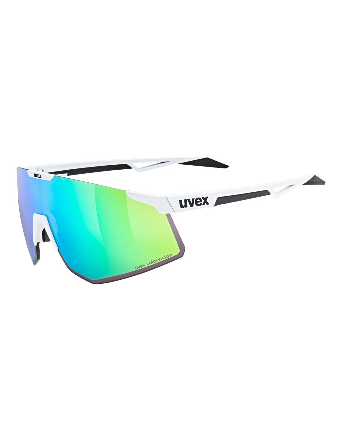 Uvex Sportbrille Pace Perform CV, white matt, uvex colorvision mirror green Cat. 3 glossy green von Uvex
