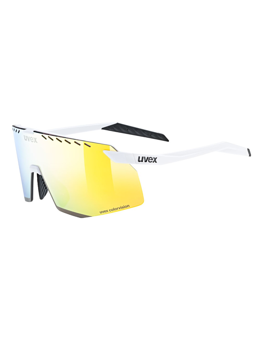 Uvex Sportbrille Pace Stage CV, white matt, uvex colorvision mirror yellow Cat. 3 yummy yellow von Uvex