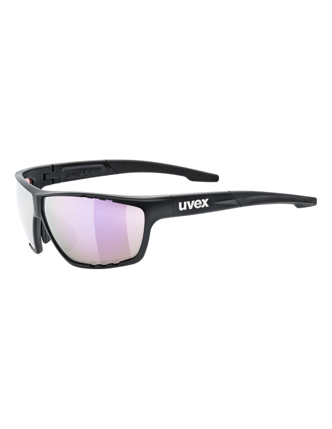 Uvex Sportbrille Sportstyle 706 CV, black matt, uvex colorvision mir. pink Cat. 3 pushy pink von Uvex
