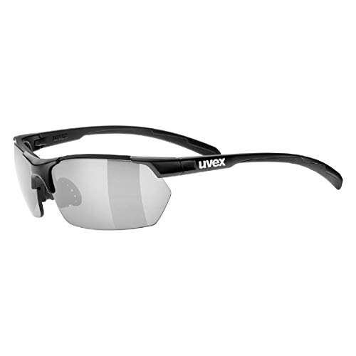 uvex sportstyle 114 - Outdoorbrille für Damen und Herren - verspiegelt - inkl. Wechselscheiben in den Filterkategorien 0, 1 und 3 - black matt/silver - one size von Uvex