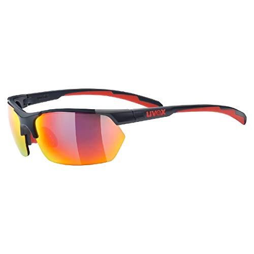uvex sportstyle 114 - Outdoorbrille für Damen und Herren - verspiegelt - inkl. Wechselscheiben in den Filterkategorien 0, 1 und 3 - grey red/red - one size von uvex