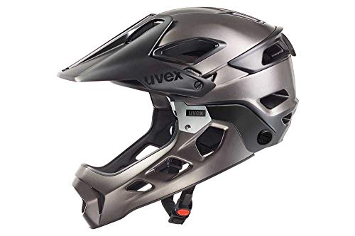 uvex jakkyl hde - sicherer MTB-Helm für Damen und Herren - optimale Passform - verstellbarer Schirm - black-dark silver matt - 52-57 cm von Uvex