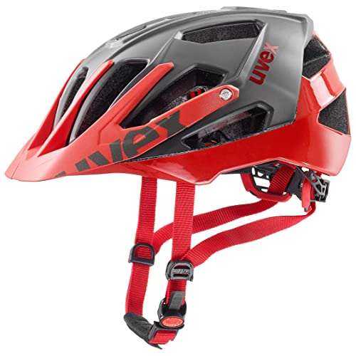 uvex quatro - sicherer MTB-Helm für Damen und Herren - individuelle Größenanpassung - verstellbarer Schirm - grey red - 52-57 cm von Uvex
