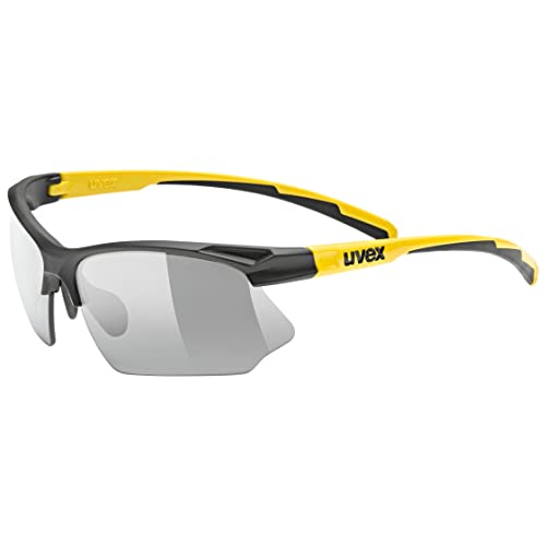 uvex Unisex – Erwachsene, sportstyle 802 V Sportbrille, selbsttönend, black matt-sunbee/smoke, one size von Uvex