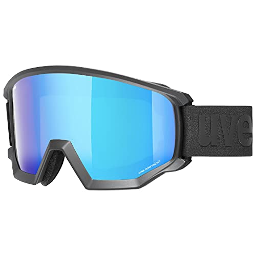 uvex athletic CV - Skibrille für Damen und Herren - konstraststeigernd - vergrößertes, beschlagfreies Sichtfeld - black matt/blue-green - one size von Uvex