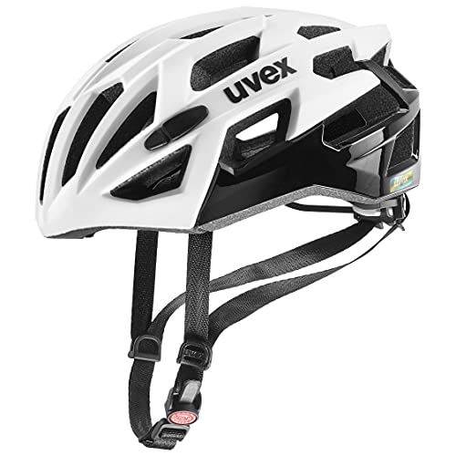 uvex race 7 - sicherer Performance-Helm für Damen und Herren - individuelle Größenanpassung - extra Aufprall-Schutz - white black - 56-61 cm von Uvex
