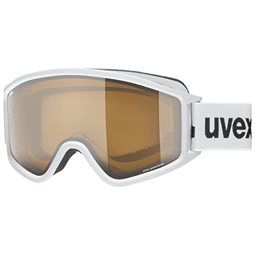 uvex g.gl 3000 P - Skibrille für Damen und Herren - polarisiert - vergrößertes, beschlagfreies Sichtfeld - white matt/brown-clear - one size von Uvex