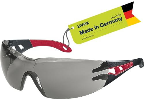 Uvex pheos - Schutzbrille - Bügelbrille supravision excellence Technologie - metallfrei, beschlagfrei & kratzfest - one size - schwarz/rot, grau 23% von Uvex