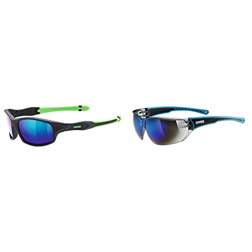 Uvex sportstyle 507 - Sonnenbrille für Kinder - verspiegelt - inkl. Kopfband - black matt green/green - one size & Unisex – Erwachsene, Sportstyle 204 Sportbrille von Uvex
