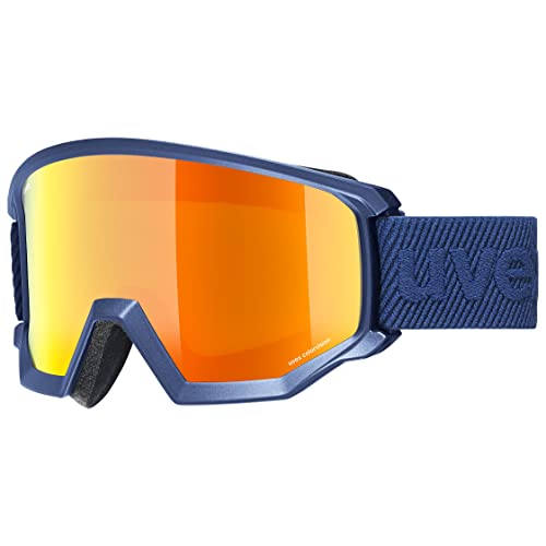 uvex athletic CV - Skibrille für Damen und Herren - konstraststeigernd - vergrößertes, beschlagfreies Sichtfeld - navy matt/orange-green - one size von Uvex