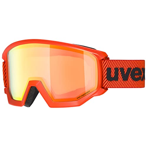 uvex athletic FM - Skibrille für Damen und Herren - vergrößertes, beschlagfreies Sichtfeld - zugfreie Rahmenbelüftung - fierce red/orange-orange - one size von Uvex