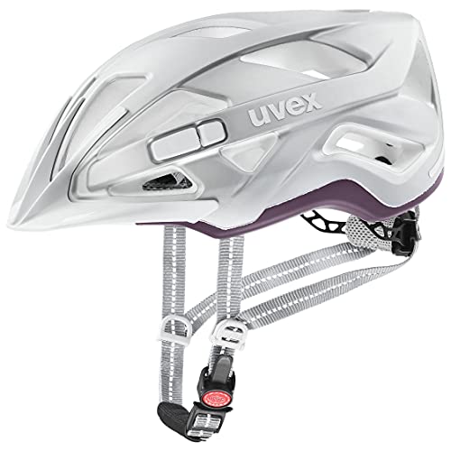 uvex city active - sicherer City-Helm für Damen und Herren - inkl. LED-Licht - individuelle Größenanpassung - silver plum matt - 56-60 cm von Uvex