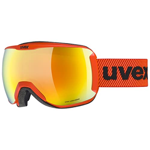 uvex downhill 2100 CV - Skibrille für Damen und Herren - konstraststeigernd - verzerrungs- & beschlagfrei - fierce red/orange-green - one size von Uvex