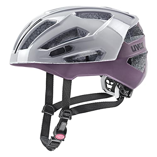 uvex gravel x - sicherer Performance-Helm für Damen und Herren - individuelle Größenanpassung - optimierte Belüftung - rhino - plum - 52-57 cm von Uvex
