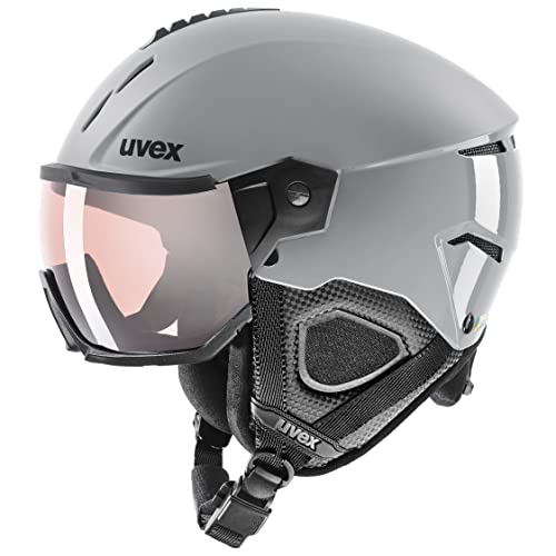 uvex instinct visor pro v - Skihelm für Damen und Herren - mit Visier - individuelle Größenanpassung - rhino - 56-58 cm von Uvex