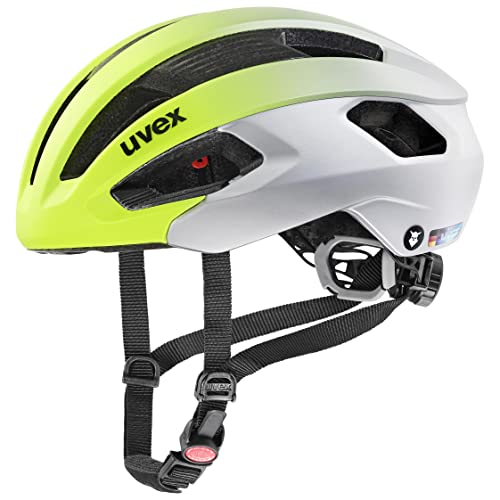 uvex rise cc Tocsen - sicherer Performance-Helm für Damen und Herren - inkl. Tocsen-Sturzsensor - optimierte Belüftung - neon yellow - silver matt - 52-56 cm von Uvex