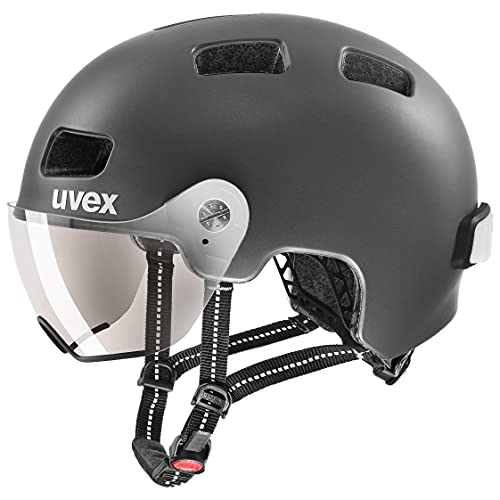 uvex Unisex – Erwachsene, rush visor Fahrradhelm, dark silver mat, 55-58 cm von Uvex