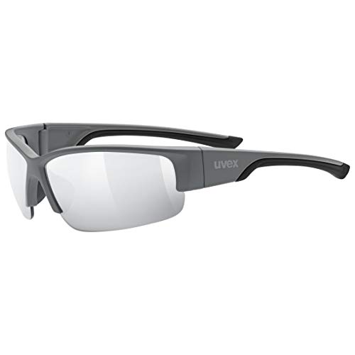 uvex sportstyle 215 - Sportbrille für Damen und Herren - verspiegelt - druckfreier & perfekter Halt - grey matt/ltm. silver - one size von Uvex