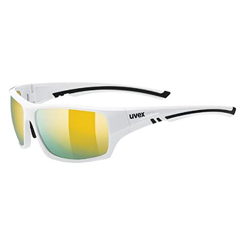 uvex sportstyle 222 pola - Sportbrille für Damen und Herren - polarisiert - druckfreier Tragekomfort & perfekter Halt - white/yellow - one size von Uvex