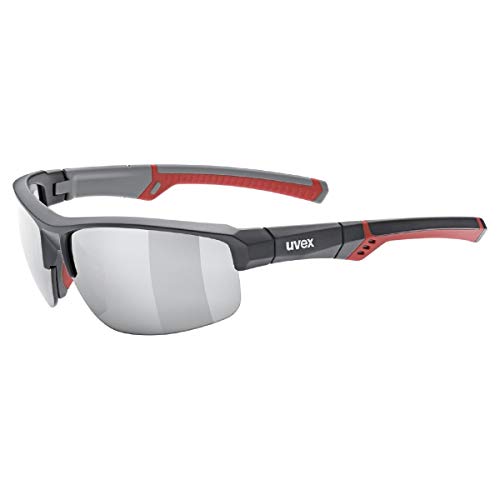 uvex sportstyle 226 - Sportbrille für Damen und Herren - verspiegelt - druckfreier Tragekomfort & perfekter Halt - grey red/ltm. silver - one size von Uvex