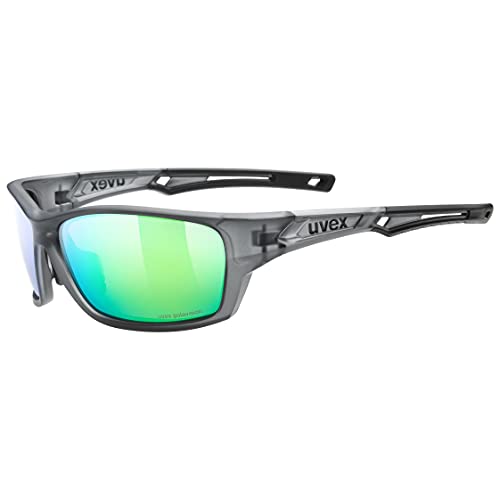 uvex sportstyle 232 P - Sportbrille für Damen und Herren - polarisiert - druckfreier Tragekomfort & perfekter Halt - smoke matt/green - one size von Uvex
