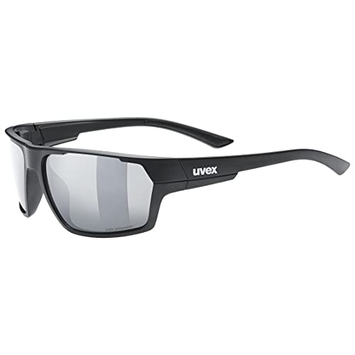 uvex sportstyle 233 P - Sportbrille für Damen und Herren - polarisiert - verspiegelt - black matt/silver - one size von Uvex